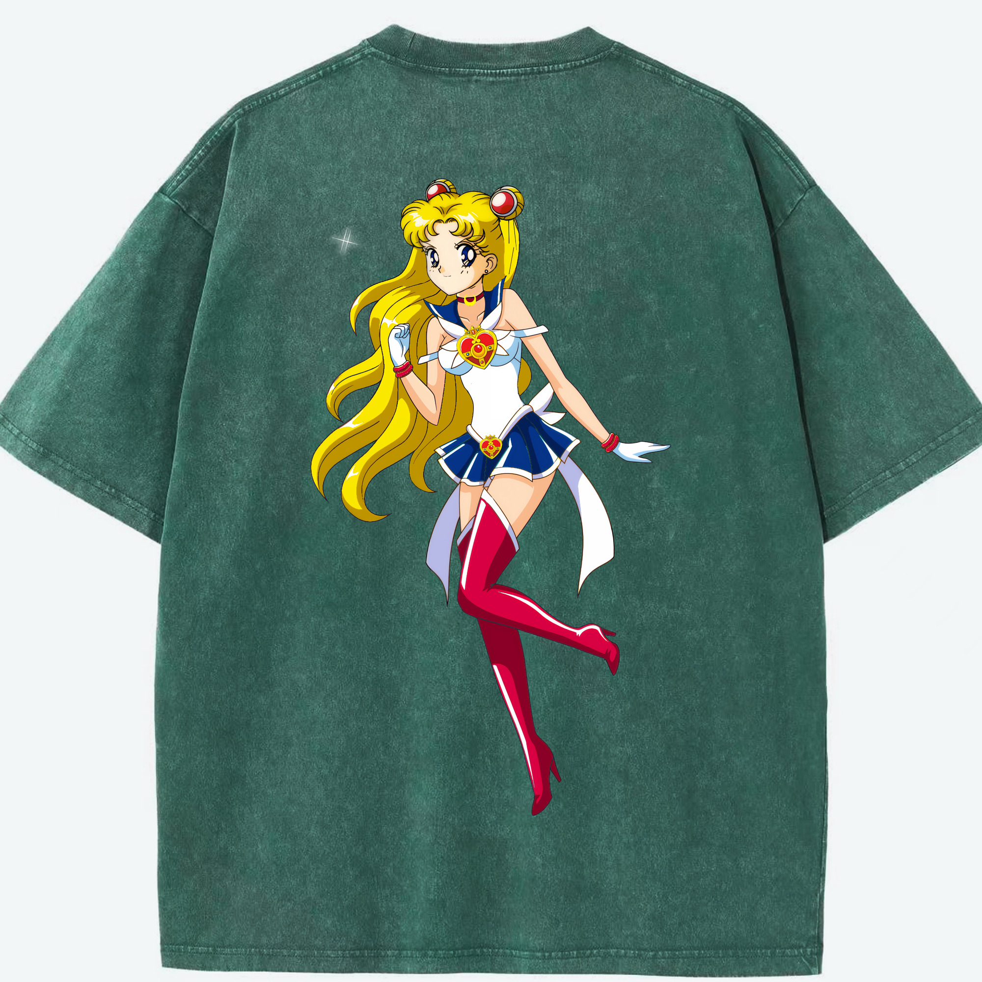 （画像用） 美少女戦士セーラームーン 月野 うさぎ つきの うさぎ Sailor Moon Tsukino Usagi 綿100% ヴィンテージ風 半袖Tシャツ（背面プリント）